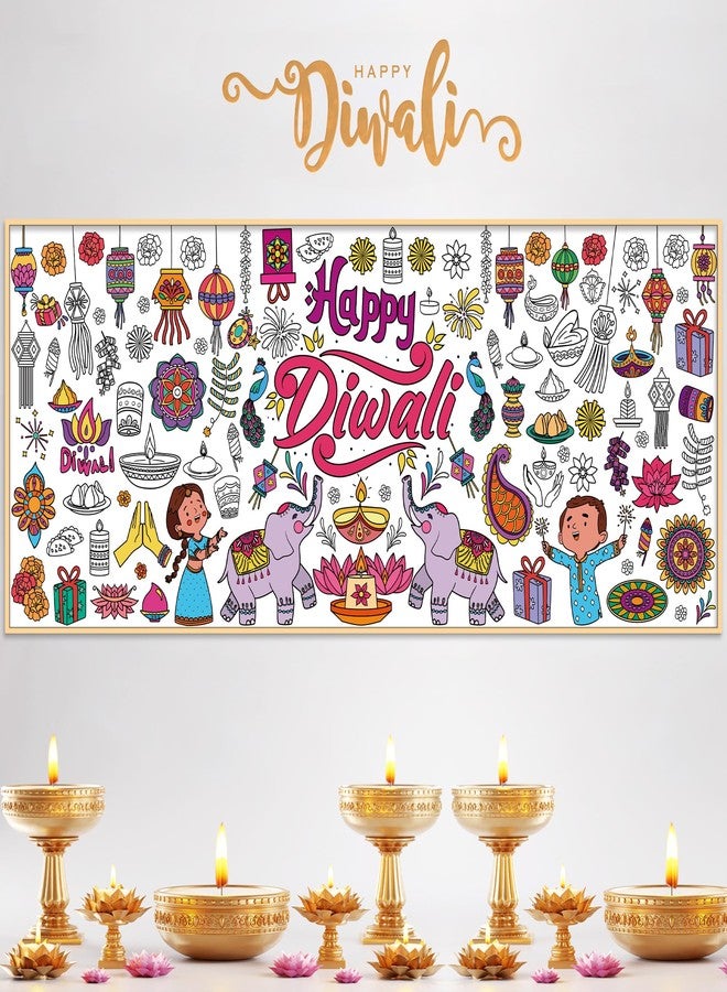 OHOME ملصق/مفرش طاولة تلوين عملاق من OHOME لعيد ديوالي - زينة منزلية لعيد ديوالي - لافتة تلوين جامبو 30 × 72 بوصة، أنشطة يدوية للأطفال، ديكورات حفلات | هدايا ديوالي - Image 4